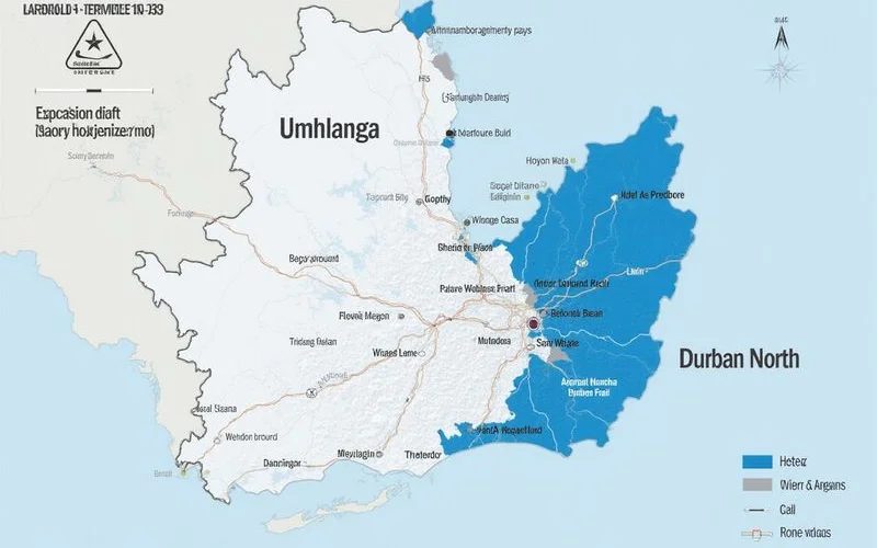 Map of Umhlanga and Durban North service areas