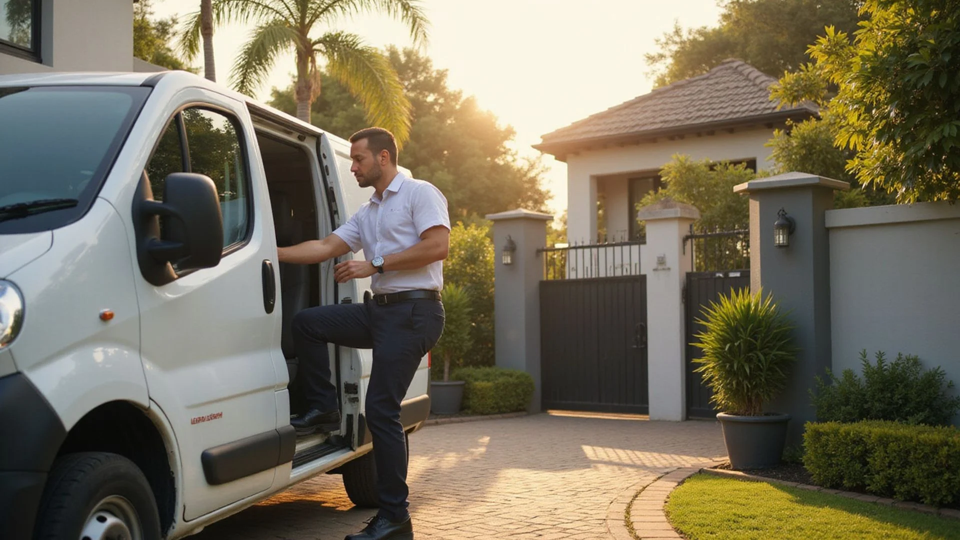Professional locksmith arriving at a residential property in Umhlanga